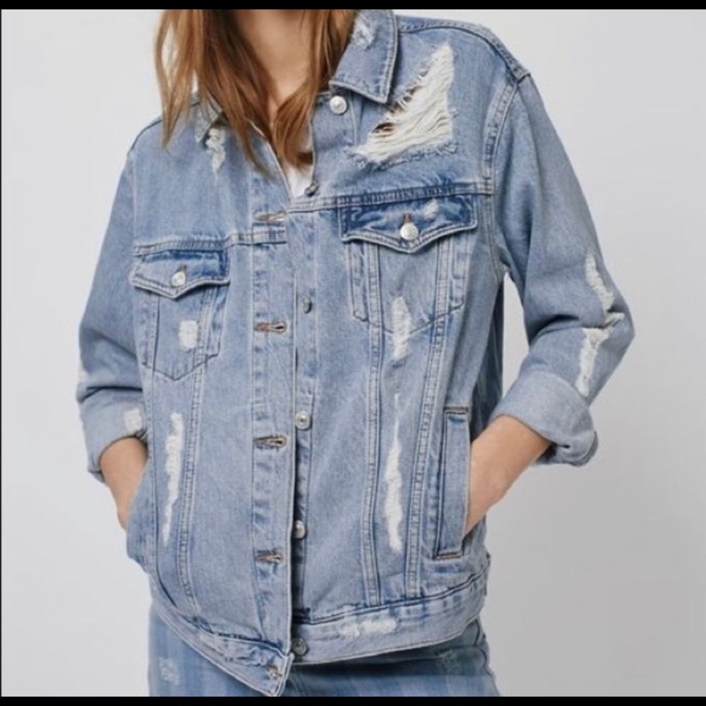 TOPSHOP Distressed Denim Jacket